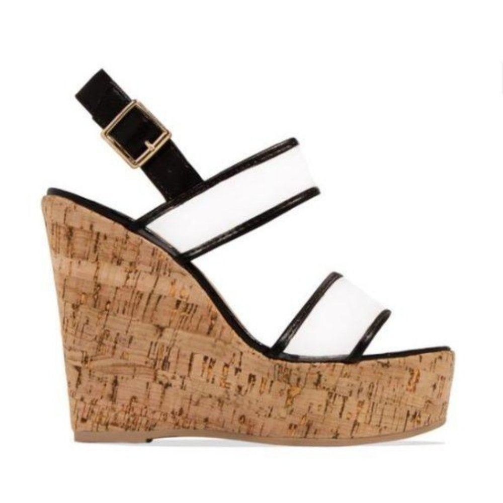 RESTOCKED!!! Cork Wedges in Black/Clear - Picture 2 of 5